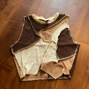 contrast short sleeveless cami top